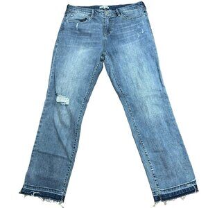 Dear John Women’s Jean’s 28‎ Light Wash Palm Springs Distressed Raw Hem Straight